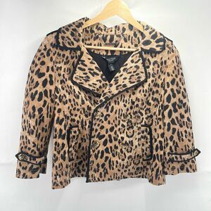 White House Black Market Womens Blazer Jacket Leopard Animal Print Coat Brown 4P
